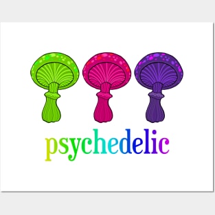 Three Psychedelic Mushrooms New School Art Posters and Art